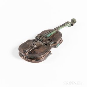 Vintage Sterling Silver Violin Compact
