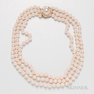 Akoya Triple-strand Cultured Pearl Necklace