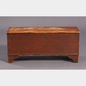 Red-painted Pine Six-Board Chest