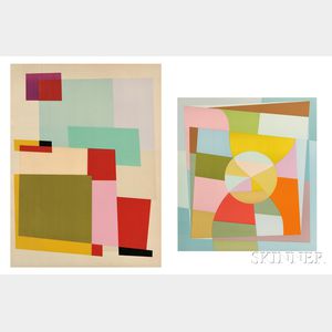 Michiel Gloeckner (American, 1915-1989) Two Abstract Compositions : Untitled (Curves)