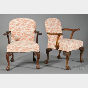 Pair of Georgian-style Carved Armchairs