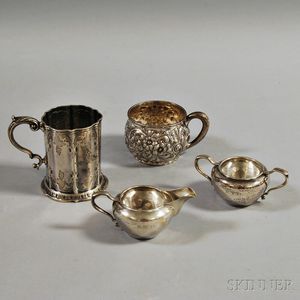 Four Pieces of Mostly Sterling Silver Hollowware