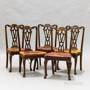 Set of Five Chippendale-style Mahogany Dining Chairs