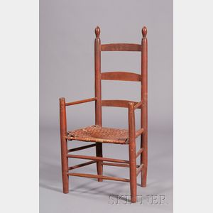 Red-painted Slat-back Armchair