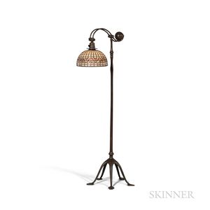 Tiffany Studios Counter-balance Floor Lamp with a Crist Studios Vine Border Shade
