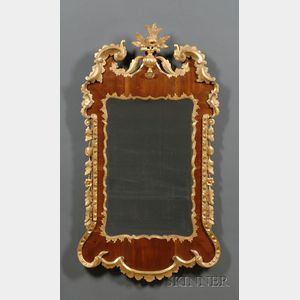 Chippendale Parcel-gilt and Walnut Veneer Mirror