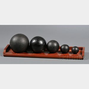 Collection of Five Iron Cannonballs