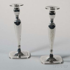 Pair of Lebkuecher & Co. Sterling Silver Candlesticks