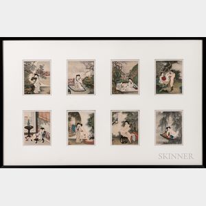 Set of Eight Erotic Paintings in a Frame