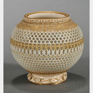 Royal Worcester Porcelain Reticulated Vase