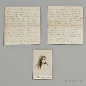 Keller, Helen (1880-1968) Autograph Letter Signed and Cabinet Card.