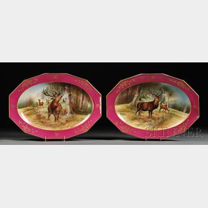 Pair of Hand-painted Limoges Porcelain Serving Platters