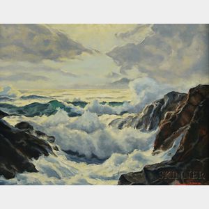 Dorthea L. Souza (American, 1916-2005) Rockport /Crashing Waves.