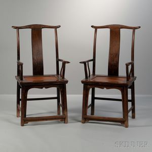 Pair of High Yoke-backed Armchairs