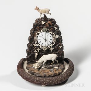 Miniature Carved Wood and Bone Zappler Clock