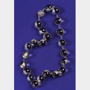 Silver and Rock Crystal Bead Necklace
