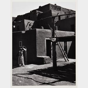 Ansel Adams (American, 1902-1984) Winnowing Grain, Taos Pueblo, New Mexico