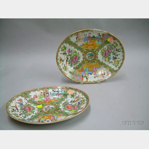 Two Oval Rose Medallion Porcelain Platters
