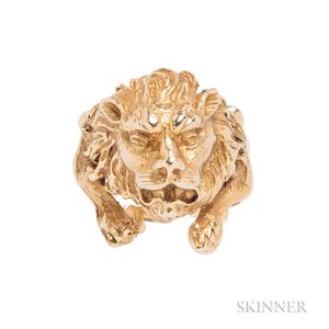 14kt Gold Lion Ring, Eric de Kolb