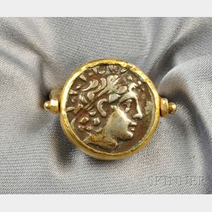 High-Karat Gold and Roman Coin Swivel Ring, Janiye