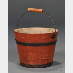 Red-painted Shaker Wooden Pail
