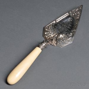 Assembled Victorian Silver Presentation Trowel with an Ivory Handle