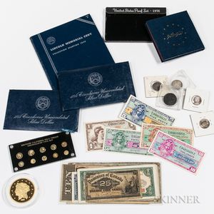 Group of Mostly American Coins and Paper Money