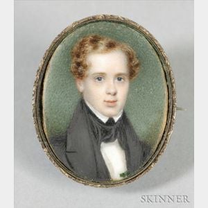 Portrait Miniature Brooch of a Young Man
