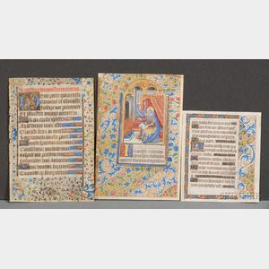 (Illuminated Manuscripts),Three Mediaeval Illuminated Manuscripts Leaves
