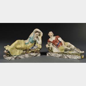 Pair of Staffordshire Earthenware Figures of Anthony and Cleopatra