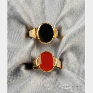Two Gold and Hardstone Rings, Janiye