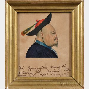 Chinese School, 19th Century Portrait Miniature of Yeh, Governor of the Kwang-si and Kwang Tung Provinces- taken prisoner of the E...