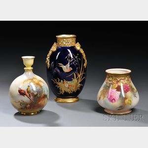 Three Worcester Porcelain Vases