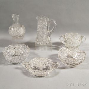 Six Pieces of American Brilliant-cut Colorless Glass