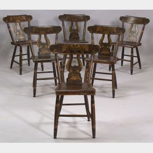 Set of Six Paint Decorated Fancy Chairs