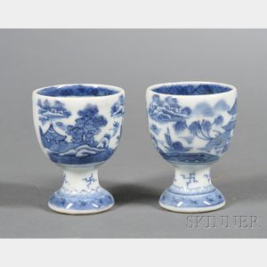 Two Canton Porcelain Egg Cups