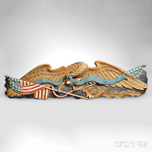 Carved and Painted Spreadwing Eagle Plaque