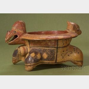 Pre-Columbian Polychrome Pottery Effigy Vessel