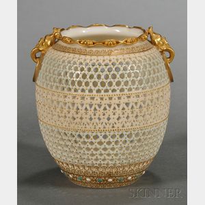 Royal Worcester Porcelain Reticulated Vase