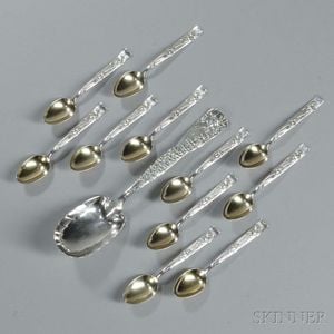 Twelve Pieces of Tiffany "Vine" Pattern Sterling Silver Flatware