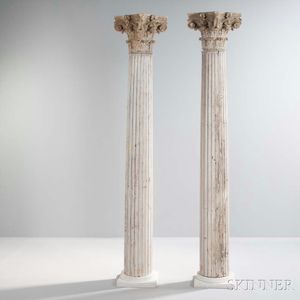 Pair of Architectural Columns with Corinthian Capitals