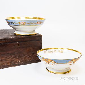 Two Harvard University Class of 1862 Gilt Porcelain Footed Bowls