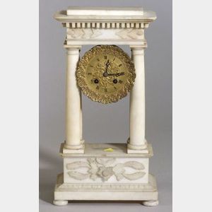 French Alabaster Mantel Clock