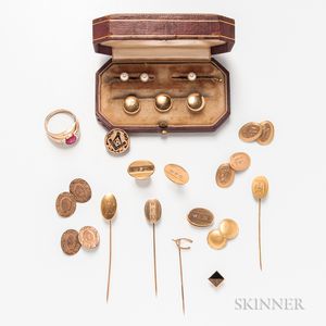 Group of Men's Gold Jewelry and Accessories