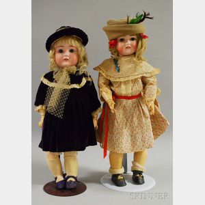 Two German Bisque Head Dolls