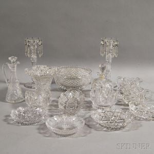 Seventeen Pieces of American Brilliant-cut Colorless Glass. 