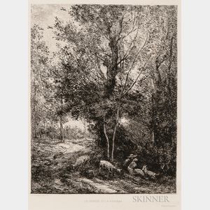 Charles François Daubigny (French, 1817-1878) Two Landscapes: Le ruisseau dans la clairière