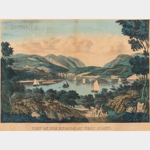 Framed Charles Brothers "View on the Hudson at West Point" Colored Lithograph