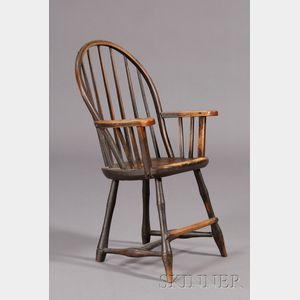 Brown-painted Bow-back Windsor Armchair