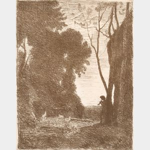 Jean-Baptiste-Camille Corot (French, 1796-1875) Le petit berger (2è planche)